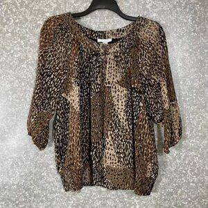 Dressbarn Animal Print Blouse with Earthy Tones